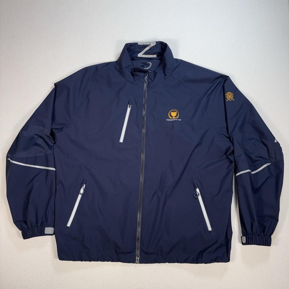 Zero Restriction Power Torque Full-Zip Rain Jacket Men 2XL Navy Presidential Cup
